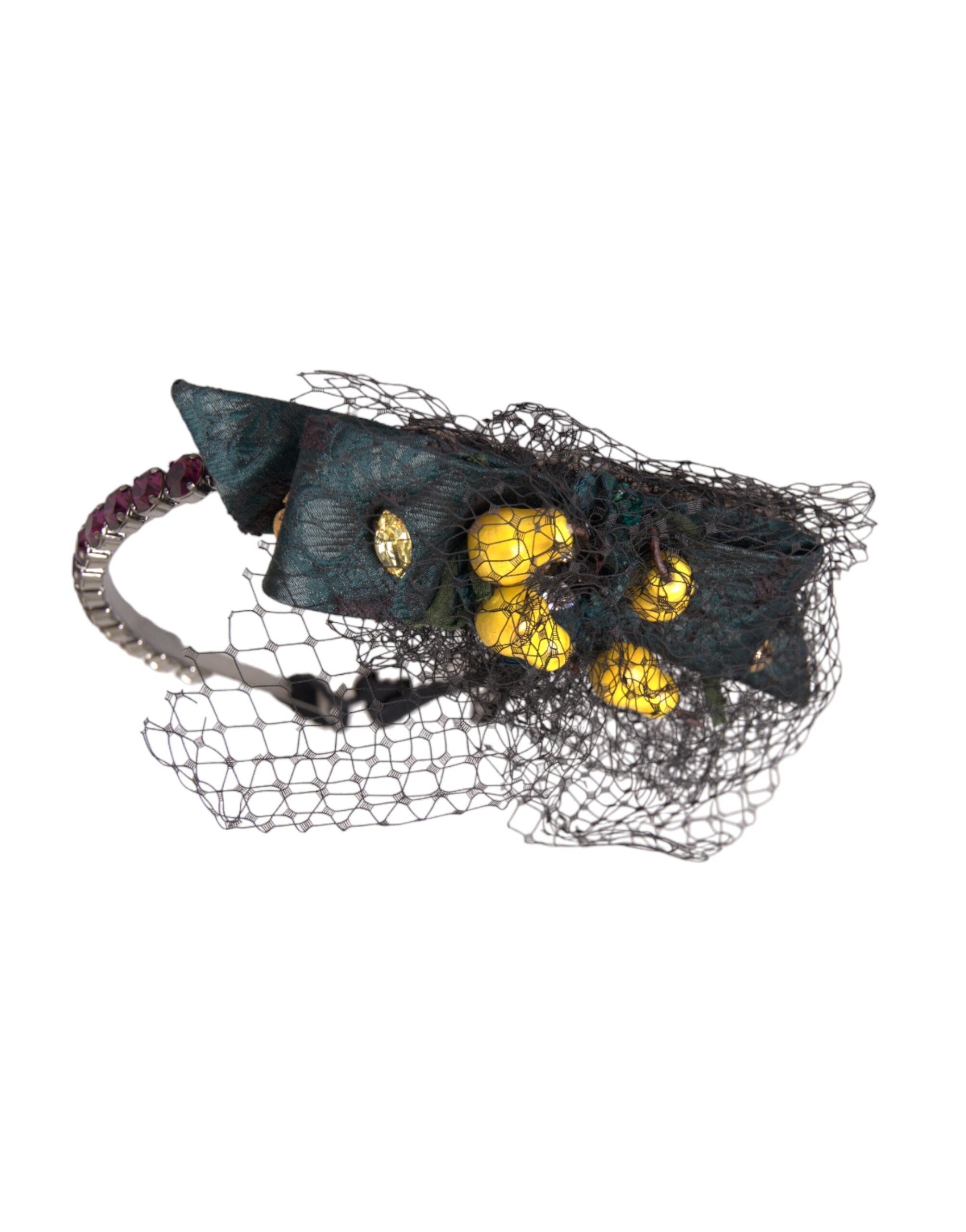 Dolce & Gabbana Dolce & Gabbana Black Lemons Sicily Purple Crystal Net Headband Women's Diadem