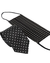 Dolce & Gabbana Dolce & Gabbana Black White Polka Dots 100% Silk Necktie Face Men's Mask