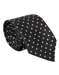 Dolce & Gabbana Dolce & Gabbana Black White Polka Dots 100% Silk Necktie Face Men's Mask