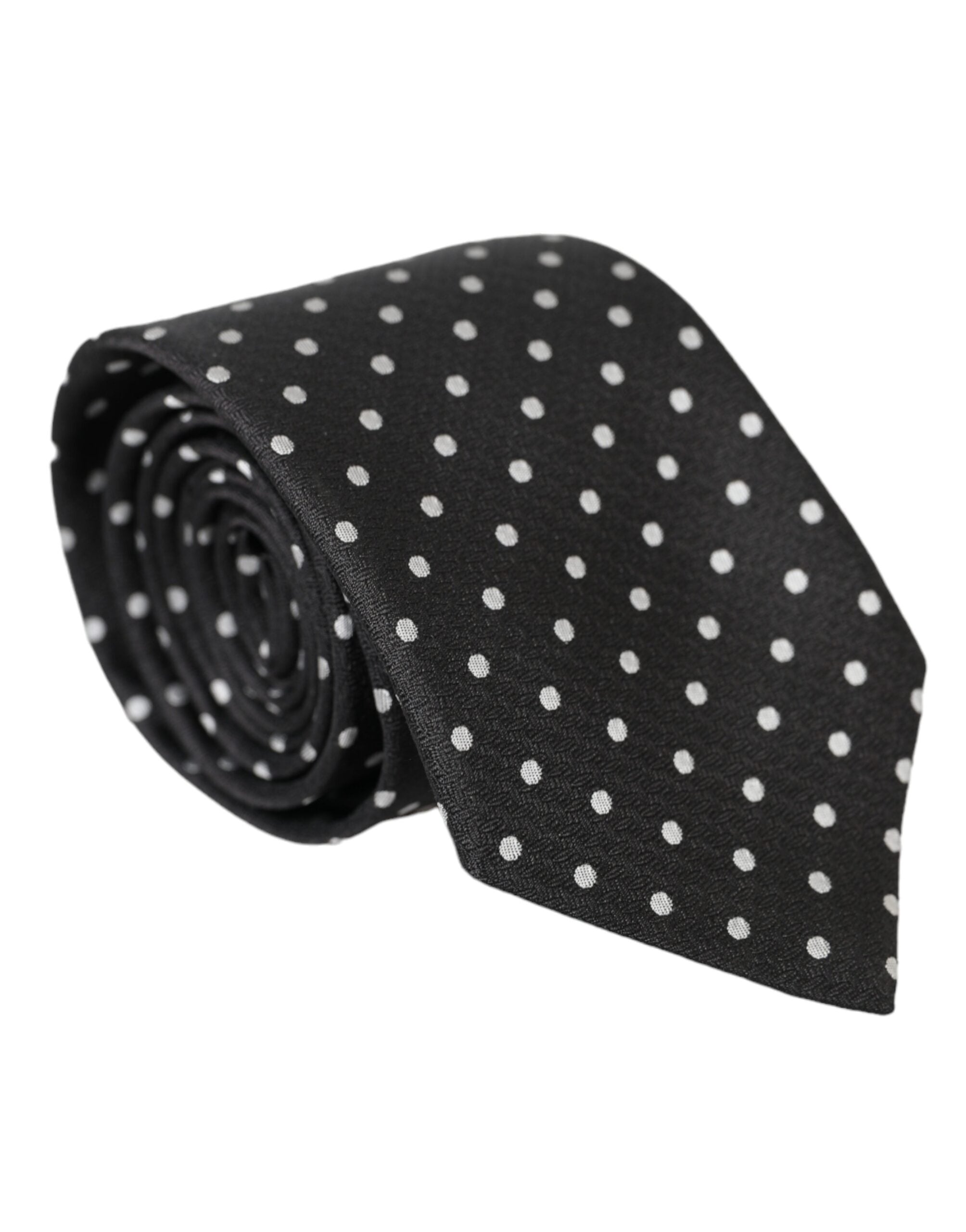 Dolce & Gabbana Dolce & Gabbana Black White Polka Dots 100% Silk Necktie Face Men's Mask