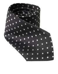 Dolce & Gabbana Dolce & Gabbana Black White Polka Dots 100% Silk Necktie Face Men's Mask