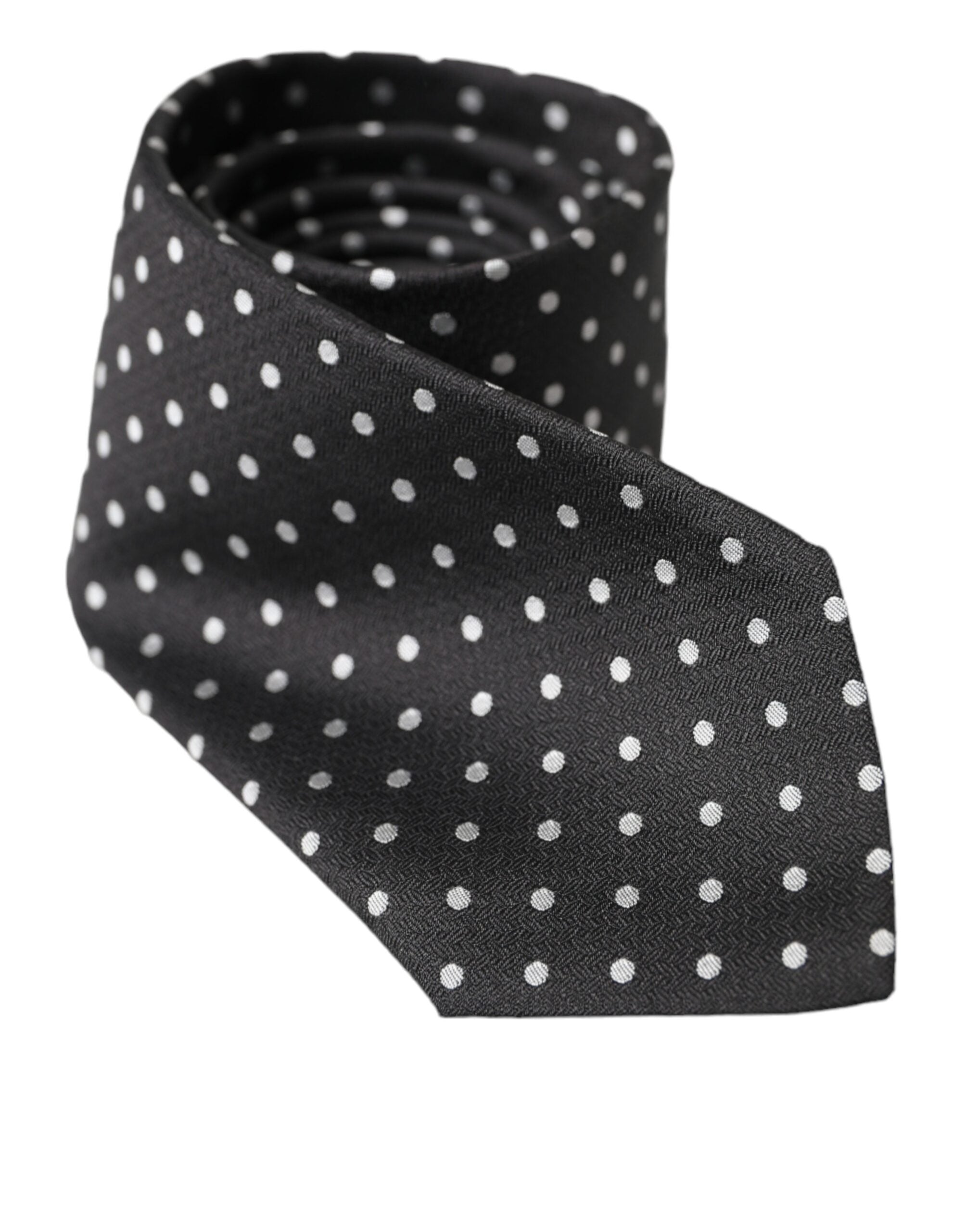 Dolce & Gabbana Dolce & Gabbana Black White Polka Dots 100% Silk Necktie Face Men's Mask