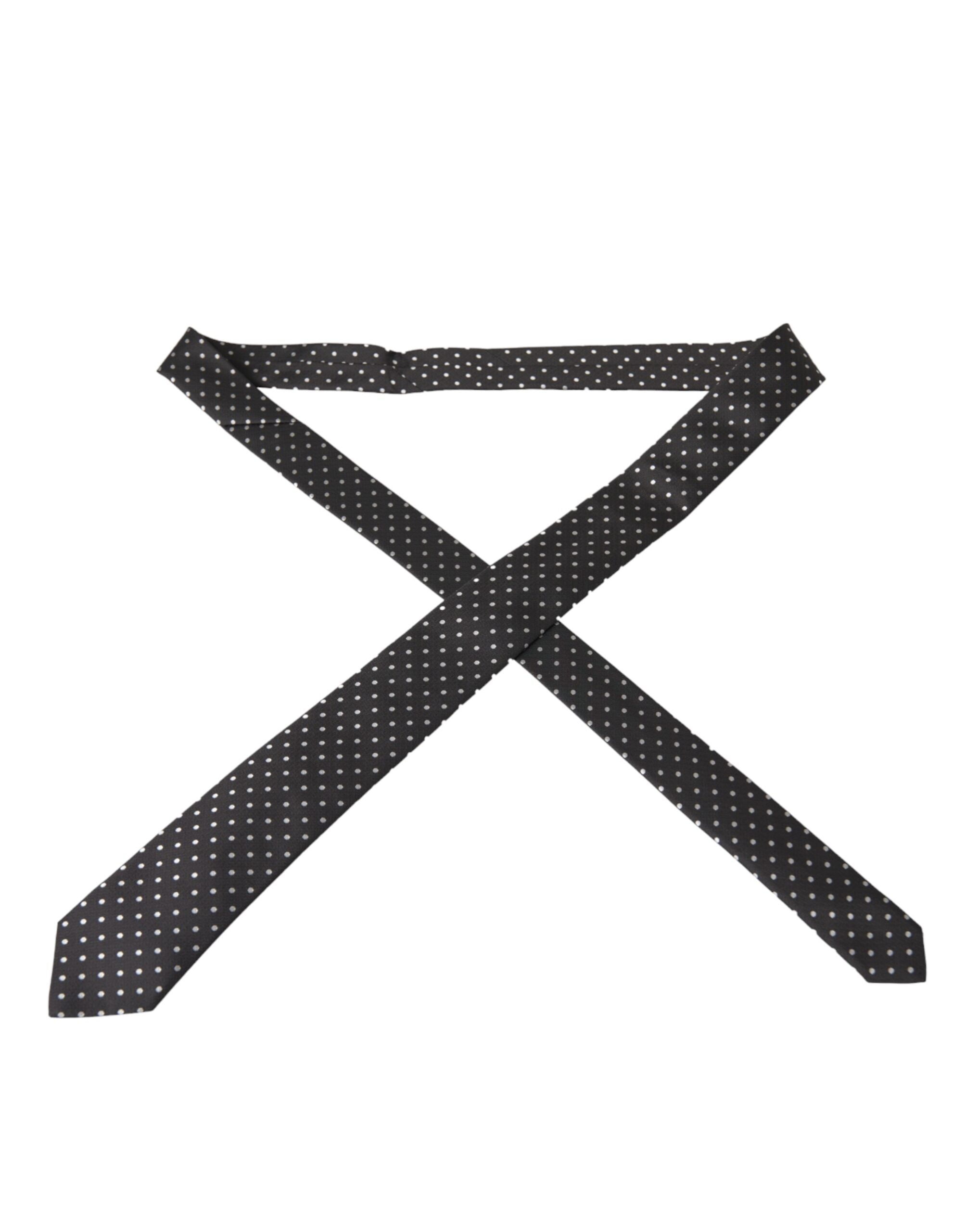 Dolce & Gabbana Dolce & Gabbana Black White Polka Dots 100% Silk Necktie Face Men's Mask