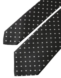 Dolce & Gabbana Dolce & Gabbana Black White Polka Dots 100% Silk Necktie Face Men's Mask