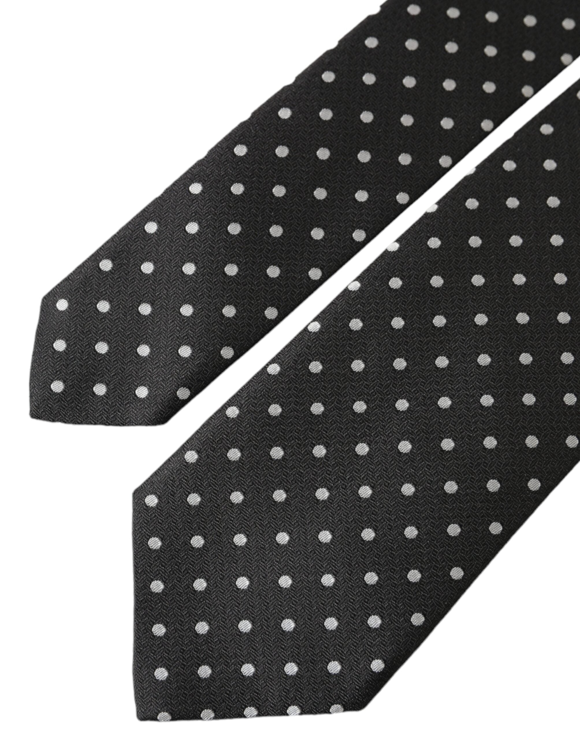 Dolce & Gabbana Dolce & Gabbana Black White Polka Dots 100% Silk Necktie Face Men's Mask