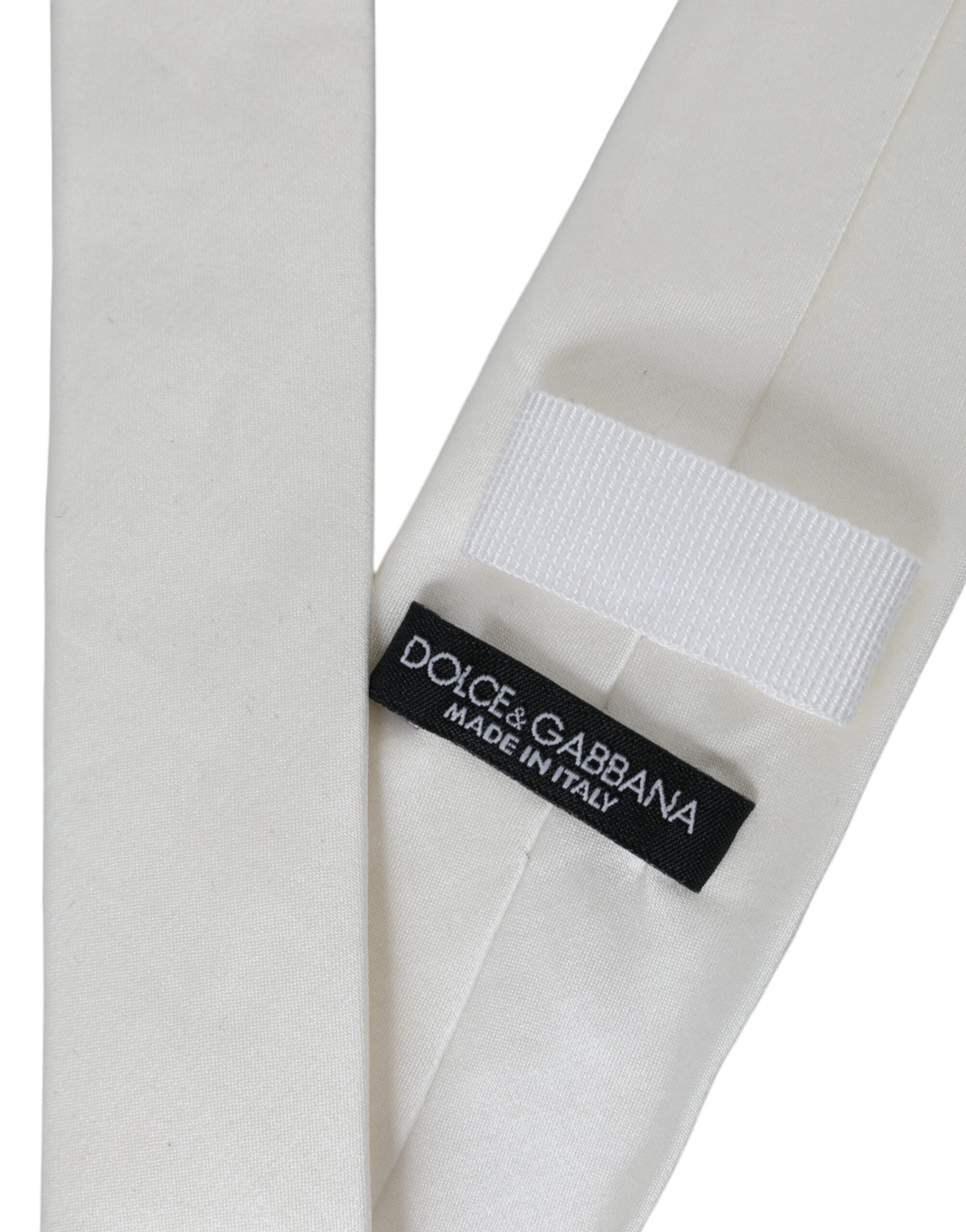 Dolce & Gabbana Dolce & Gabbana White Silk Blend Adjustable Tie Men's Men
