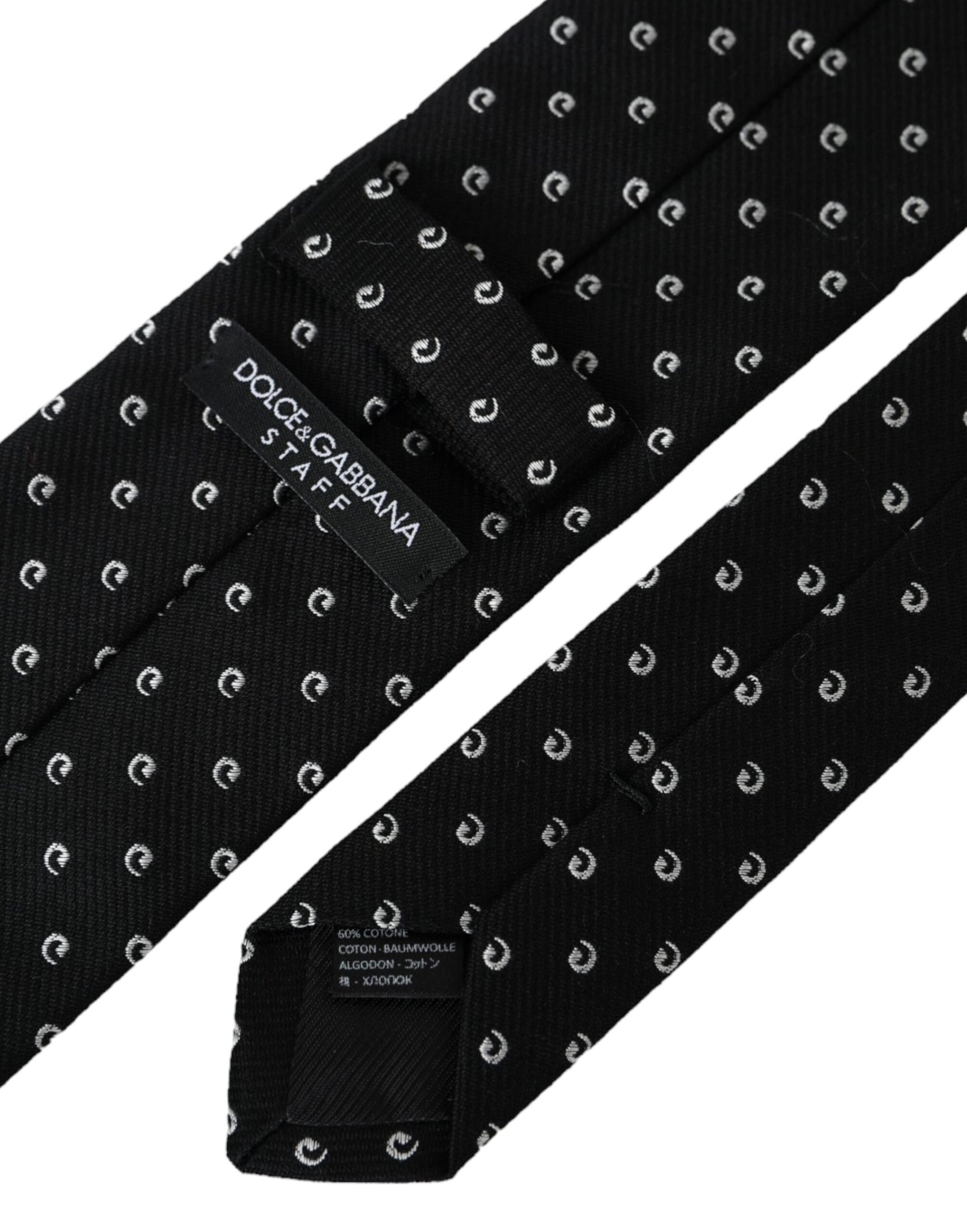 Dolce & Gabbana Dolce & Gabbana Black Logo Cotton Blend Adjustable Men's Tie
