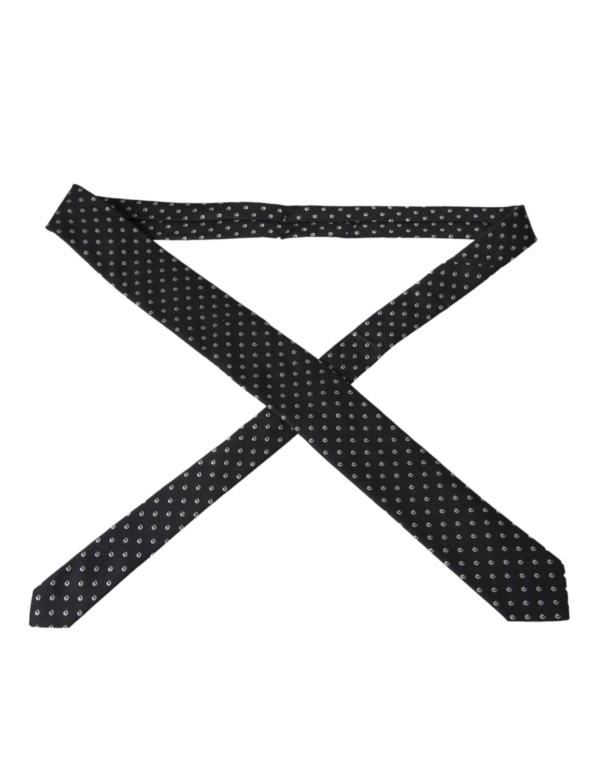 Dolce & Gabbana Dolce & Gabbana Black Logo Cotton Blend Adjustable Men's Tie