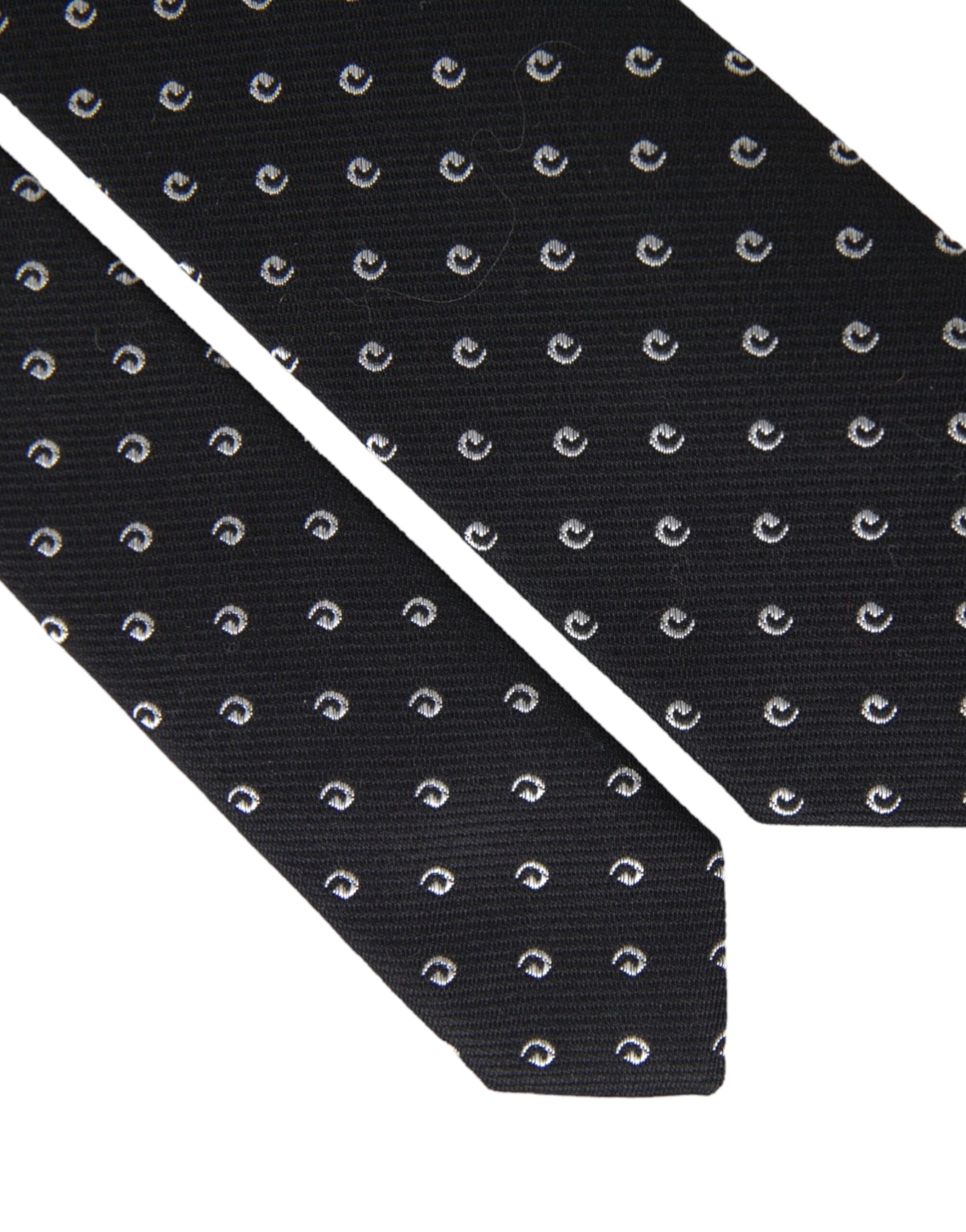 Dolce & Gabbana Dolce & Gabbana Black Logo Cotton Blend Adjustable Men's Tie