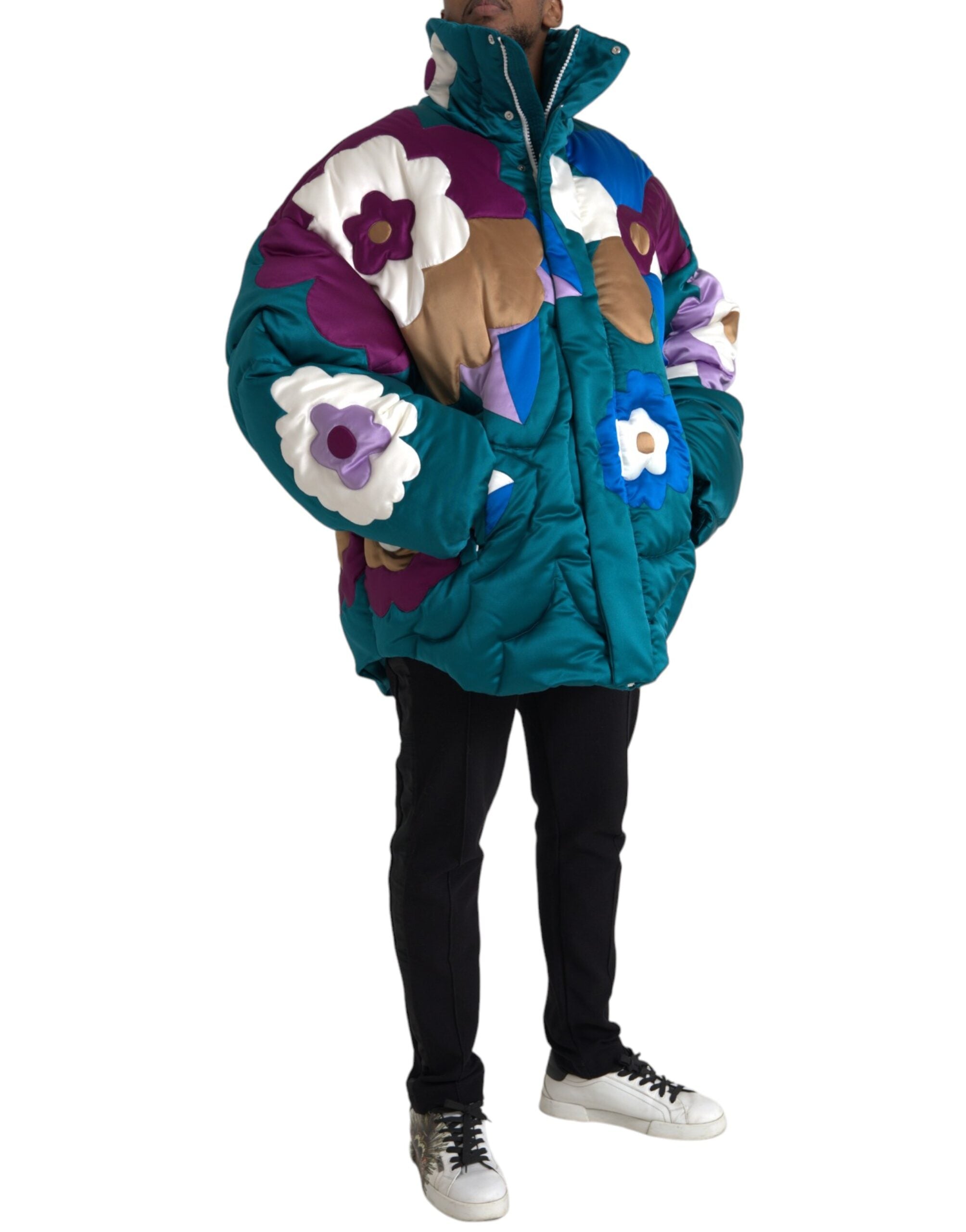 dolce&gababanaブルゾン　ドット柄　サイズ48 Dolce & Gabbana Multicolor Floral Windbreaker Puffer Men's Jacket