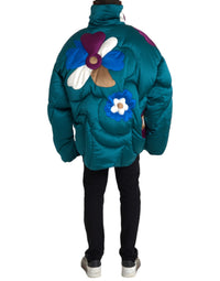 Dolce & Gabbana Multicolor Floral Windbreaker Puffer Men's Jacket