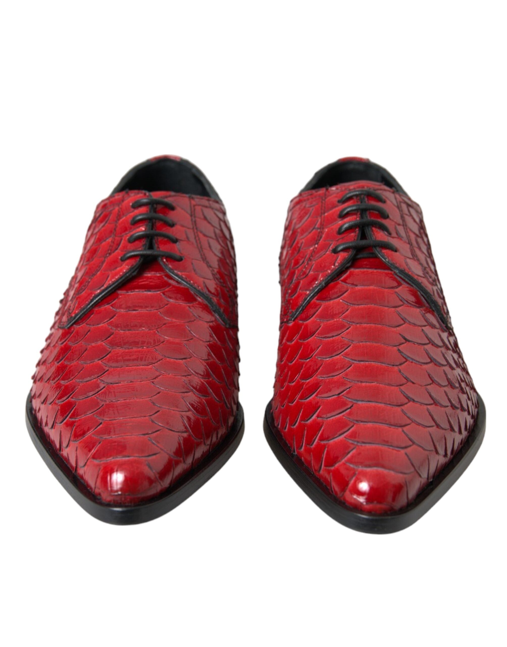 Dolce & Gabbana Dolce & Gabbana Red Textured Varnished Derby Men Formal Men's Shoes