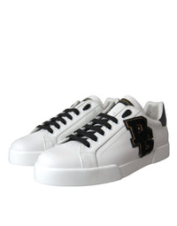 Dolce & Gabbana White Leather DG Logo Casual Low Top Sneakers Men's Shoes