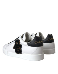 Dolce & Gabbana White Leather DG Logo Casual Low Top Sneakers Men's Shoes