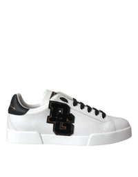Dolce & Gabbana White Leather DG Logo Casual Low Top Sneakers Men's Shoes