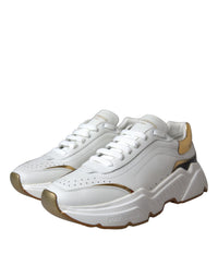 Dolce & Gabbana White Gold DAYMASTER Leather Sneakers Women's Shoes