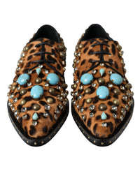 Dolce & Gabbana Dolce & Gabbana Brown Leopard Hair Crystal Dress Broque Women's Shoes