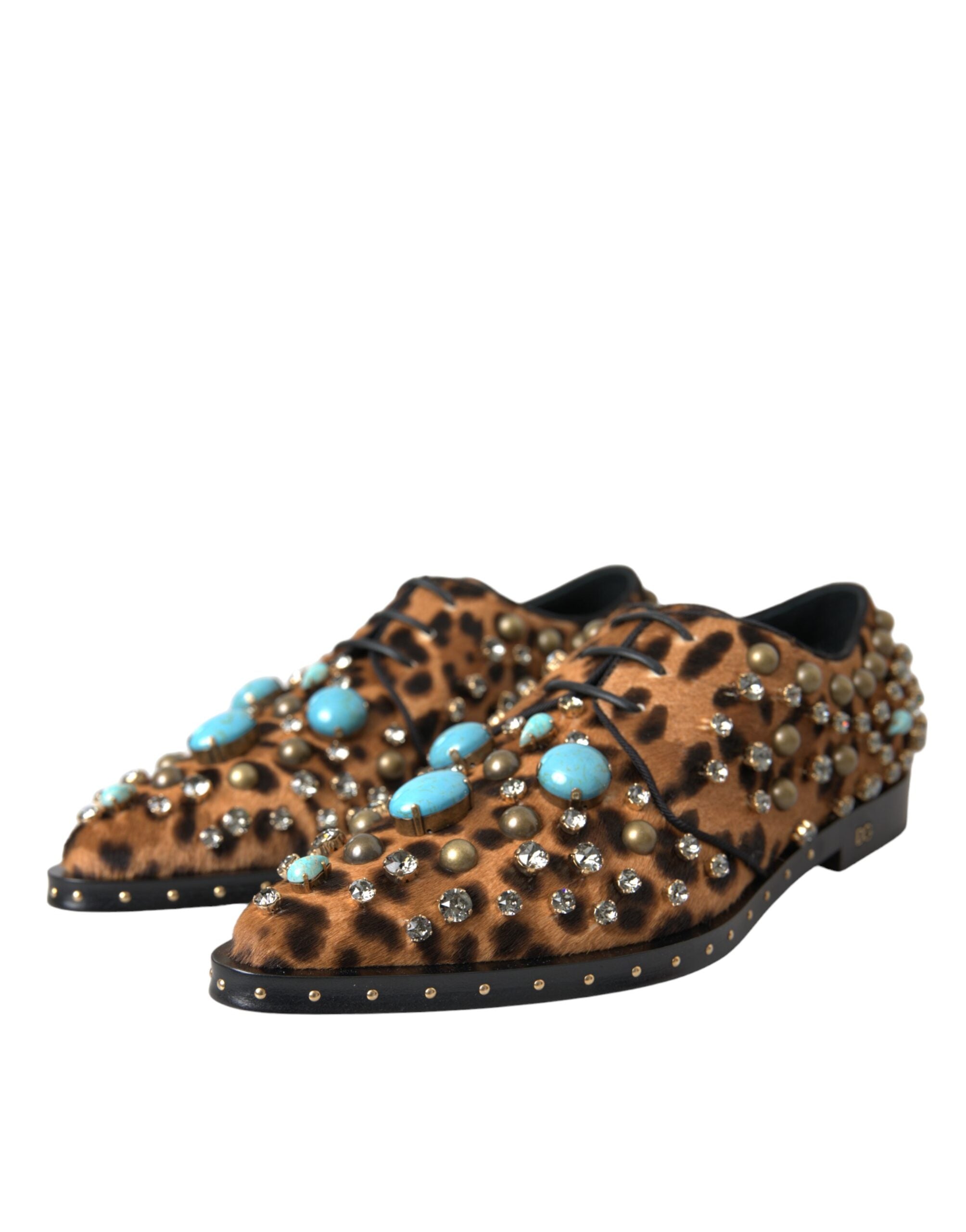 Dolce & Gabbana Dolce & Gabbana Brown Leopard Hair Crystal Dress Broque Women's Shoes