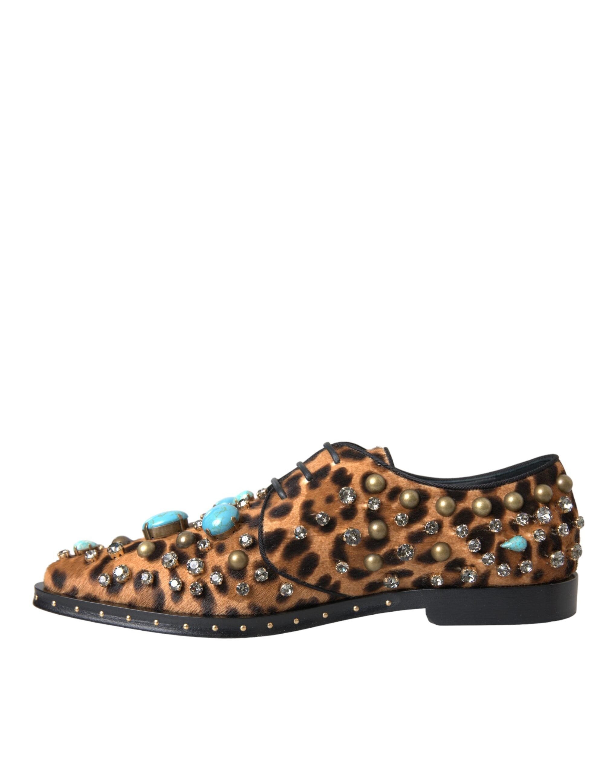 Dolce & Gabbana Dolce & Gabbana Brown Leopard Hair Crystal Dress Broque Women's Shoes