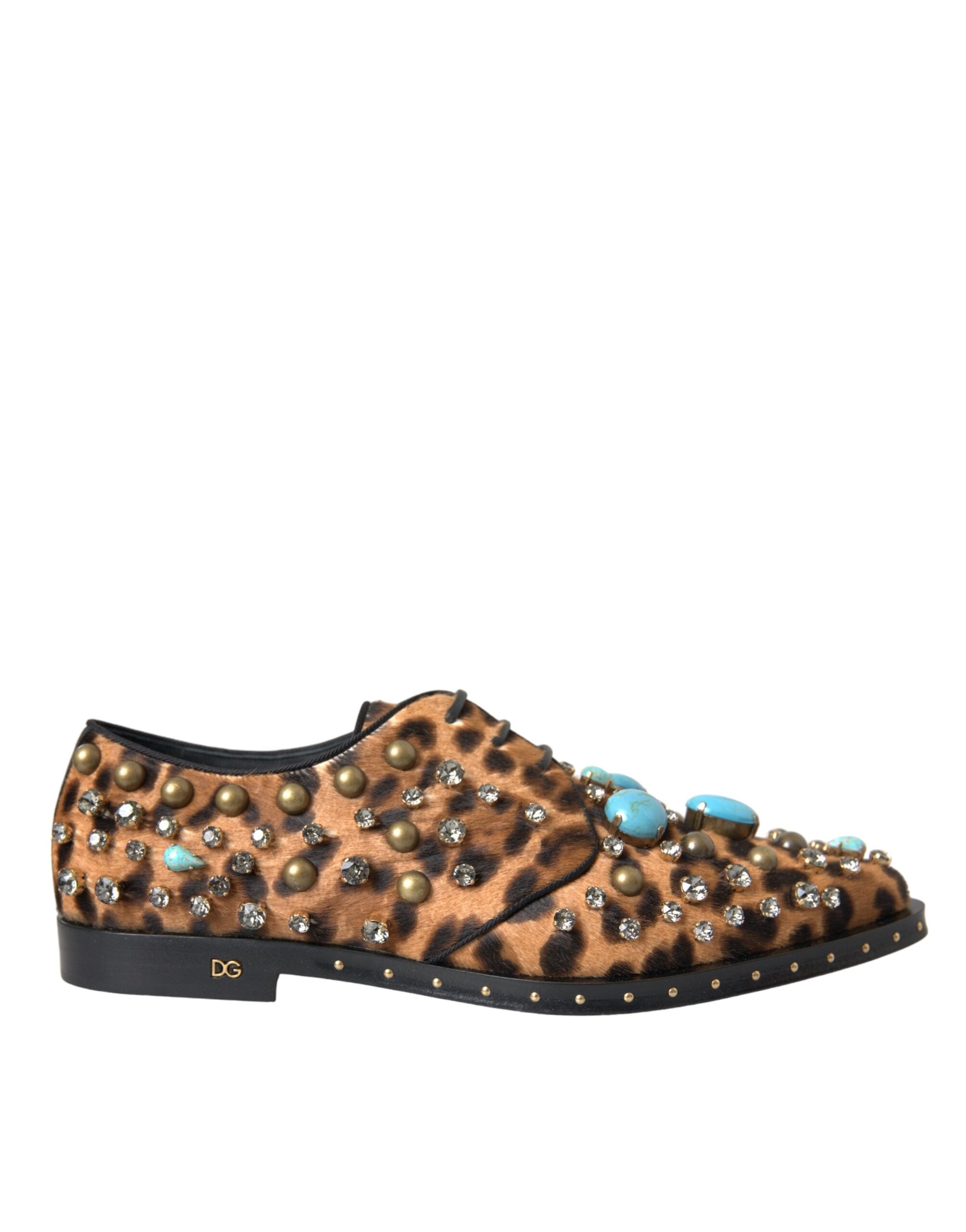 Dolce & Gabbana Dolce & Gabbana Brown Leopard Hair Crystal Dress Broque Women's Shoes