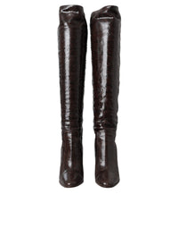 Dolce & Gabbana Brown Exotic Leather Heels High Boots Women's Shoes