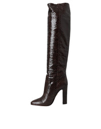 Dolce & Gabbana Brown Exotic Leather Heels High Boots Women's Shoes