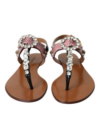 Dolce & Gabbana Multicolor Crystal Sandals Flip Flops Women's Shoes