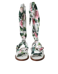 Dolce & Gabbana Multicolor Floral Print Ankle Wrap Sandals Women's Shoes