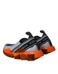 Dolce & Gabbana Black White Orange Slip On Sorrento Sneakers Women's Shoes
