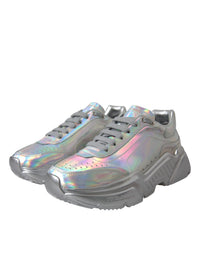 Dolce & Gabbana Silver Iridescent DAYMASTER Leather Sneakers Women's Shoes