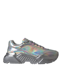 Dolce & Gabbana Silver Iridescent DAYMASTER Leather Sneakers Women's Shoes