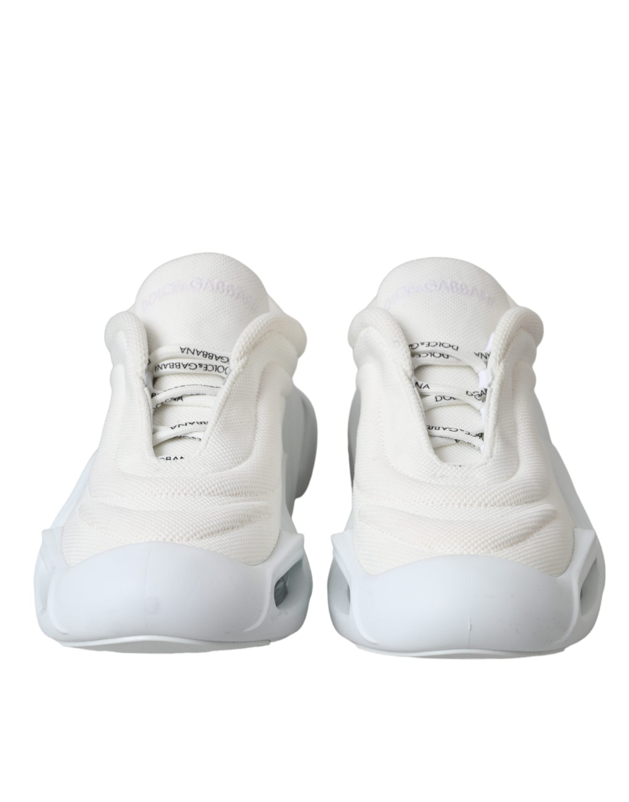 Dolce & Gabbana White Padded Fabric Wave Low Top Sneakers Women's Shoes (Pre-Owned)