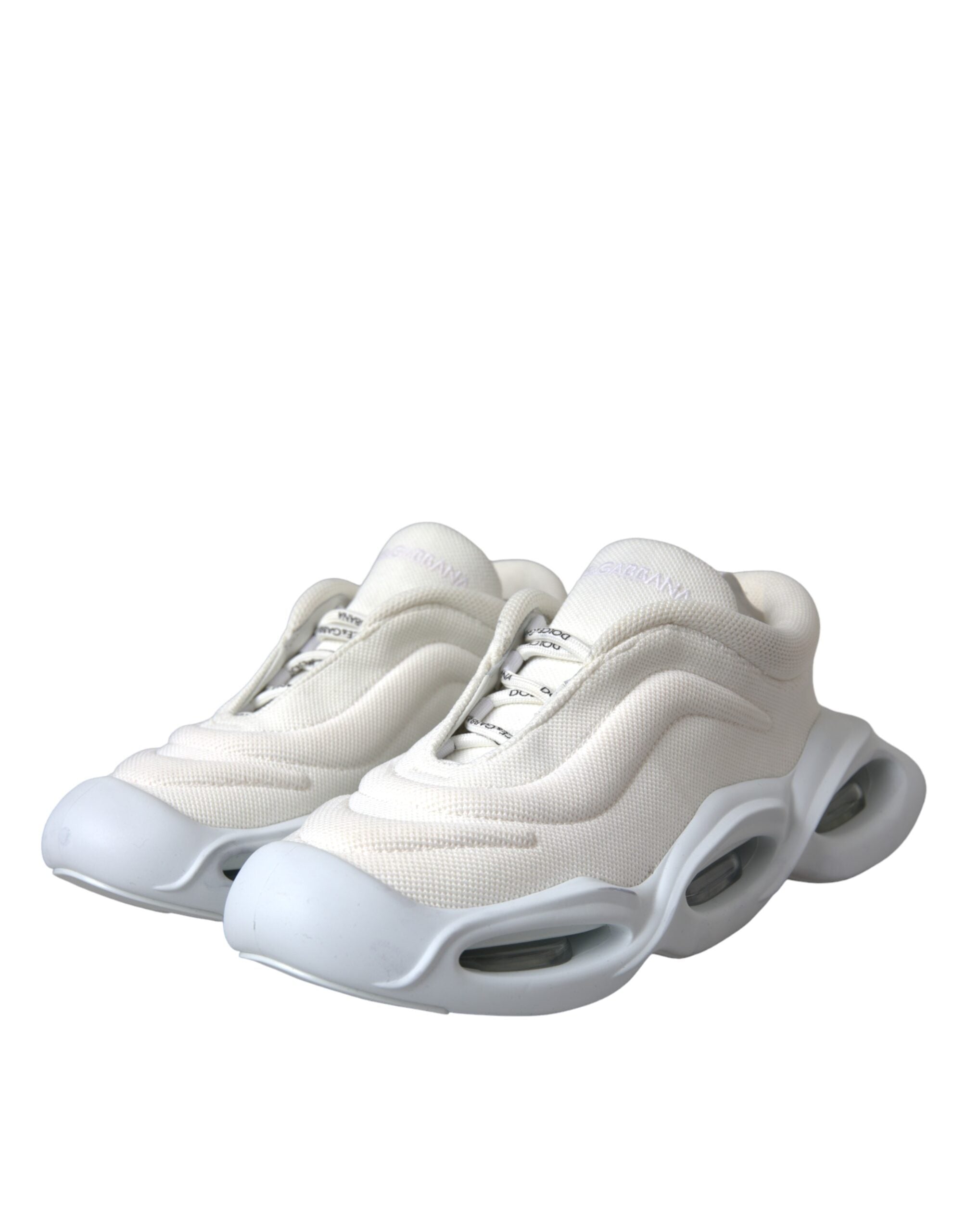 Dolce & Gabbana White Padded Fabric Wave Low Top Sneakers Women's Shoes (Pre-Owned)
