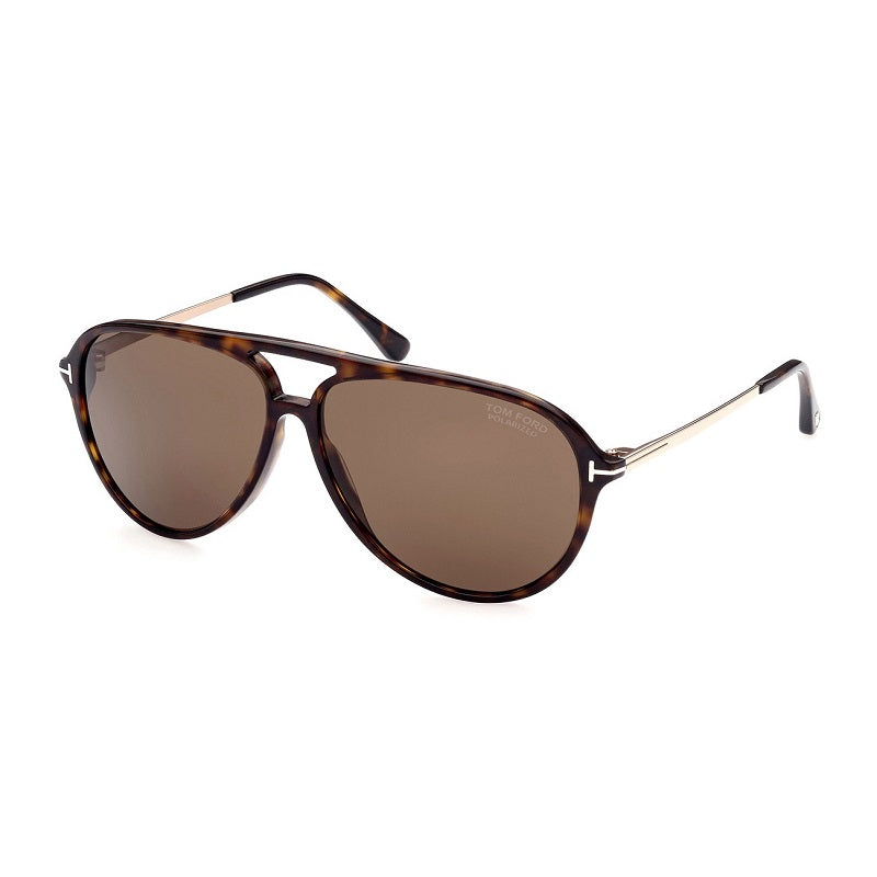 Tom Ford Tom Ford Sunglasses Aviator Full Rim, Dark Havana Frame and Polarized Roviex Lens FT090952H