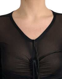 Dolce & Gabbana Black Sheer Bodycon Sheath Midi Women's Dress