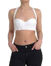 Versace White Viscose Bustier Sleeveless Cropped Women's Top