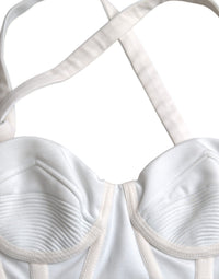 Versace White Viscose Bustier Sleeveless Cropped Women's Top
