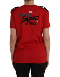 Dolce & Gabbana Red Cotton Graphic Print Crew Neck Women's T-shirt
