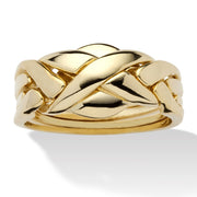 PalmBeach Jewelry Yellow Gold-plated Interlocking Braided Puzzle Ring Sizes 5-12