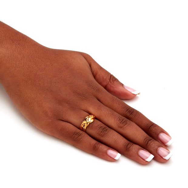 PalmBeach Jewelry Yellow Gold-plated Interlocking Braided Puzzle Ring Sizes 5-12