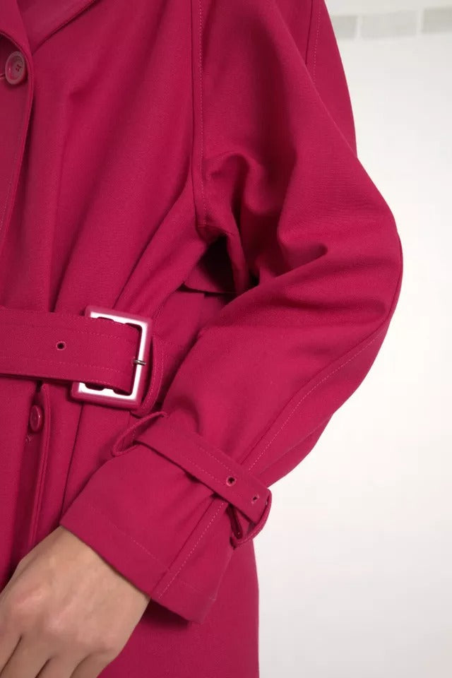Dolce & Gabbana Dolce & Gabbana Dark Pink Double Breasted Trench Coat Women's Jacket