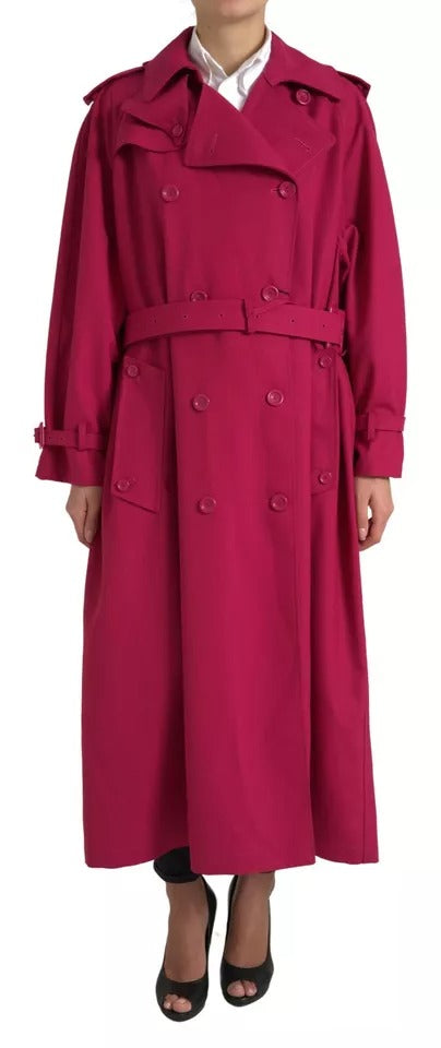 Dolce & Gabbana Dolce & Gabbana Dark Pink Double Breasted Trench Coat Women's Jacket