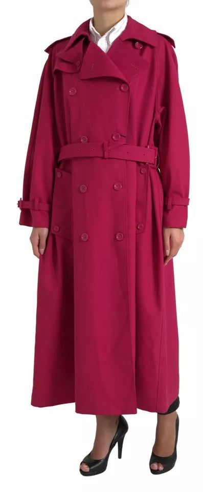 Dolce & Gabbana Dolce & Gabbana Dark Pink Double Breasted Trench Coat Women's Jacket