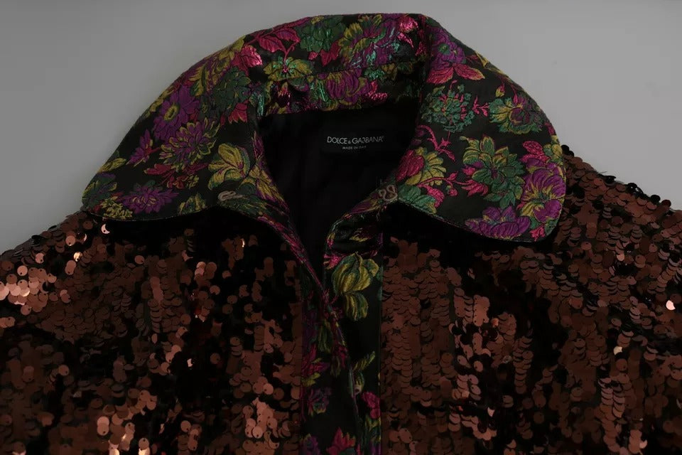 Dolce & Gabbana Dolce & Gabbana Multicolor Sequined Long Coat Jaquard Women's Jacket