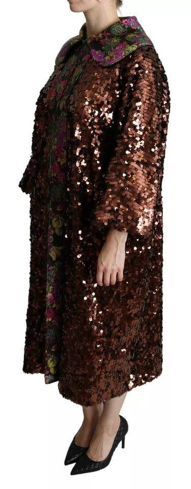 Dolce & Gabbana Dolce & Gabbana Multicolor Sequined Long Coat Jaquard Women's Jacket