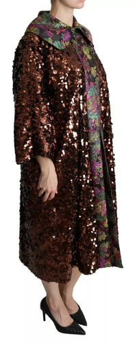 Dolce & Gabbana Dolce & Gabbana Multicolor Sequined Long Coat Jaquard Women's Jacket