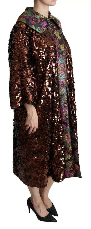 Dolce & Gabbana Dolce & Gabbana Multicolor Sequined Long Coat Jaquard Women's Jacket