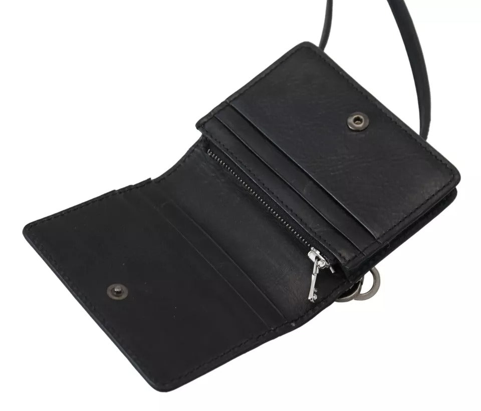 Dolce & Gabbana Dolce & Gabbana Black Leather Bifold Shoulder Sling Women Women's Wallet