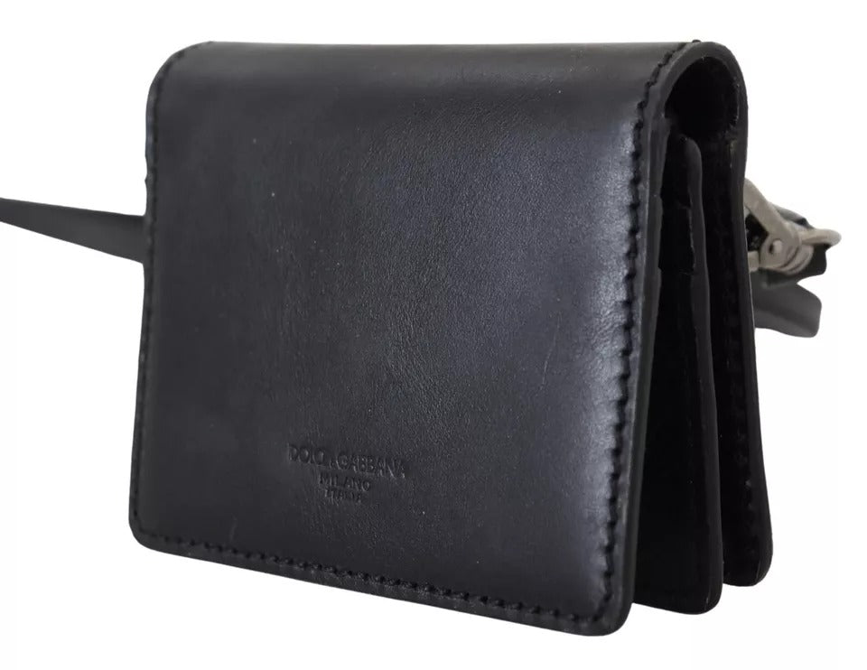 Dolce & Gabbana Dolce & Gabbana Black Leather Bifold Shoulder Sling Women Women's Wallet