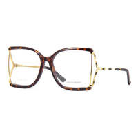 Gucci Eyeglasses Butterfly Full Rim, Black/Gold Frame and Clear Demo Lenses Lens GG0592O001